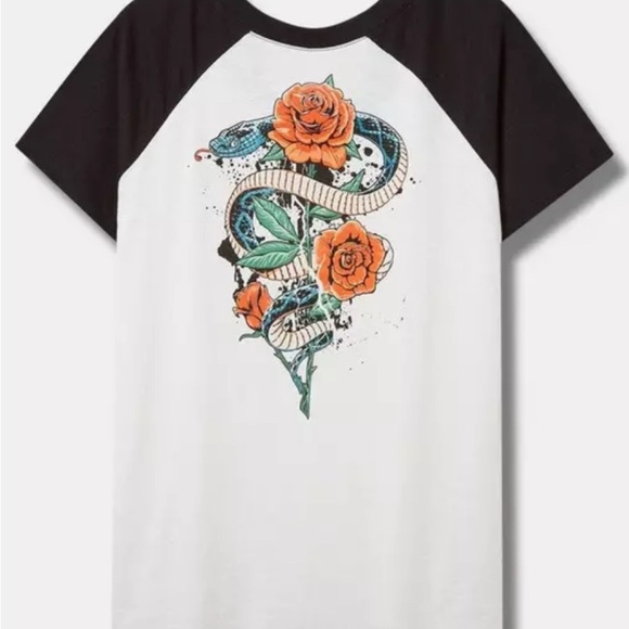 Snake Rose Classic Fit Vintage Slub V-Neck Raglan Size 2 - Picture 4 of 5